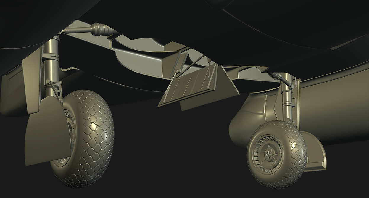 Messerschmitt ME262 - High Poly Render - Undercarriage